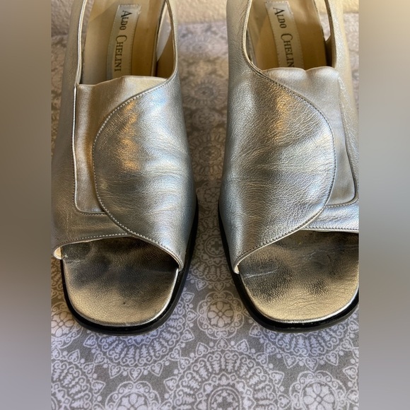 Aldo Chelini~Vtg~Soft~Leather~Slingback~Slant Wrapped Block Heel Sandal~Size 9 - Picture 7 of 16